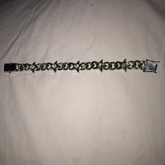 .925 silver Diamond pave Miami star Cuban link chain bracelet - Picture 4 of 6